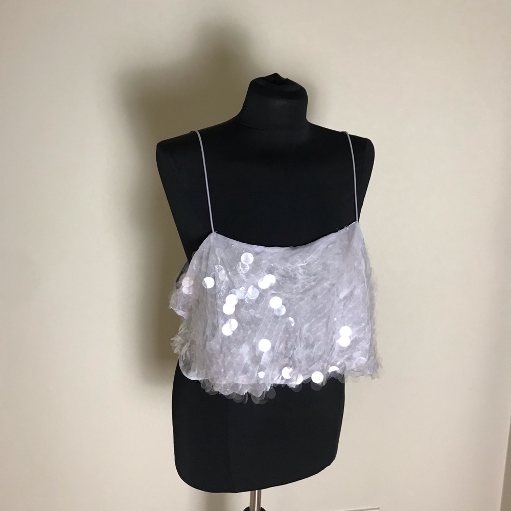 Lilac Purple Cropped Sequin Top